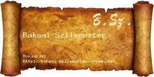 Baksai Szilveszter névjegykártya